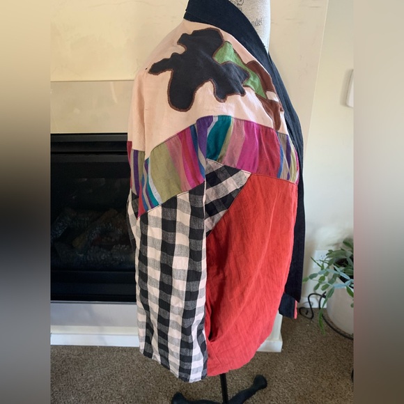 Vtg Victor Camarena Mexico Wearable Arty Blazer L Patchwork Colorblock colorful - Picture 6 of 16